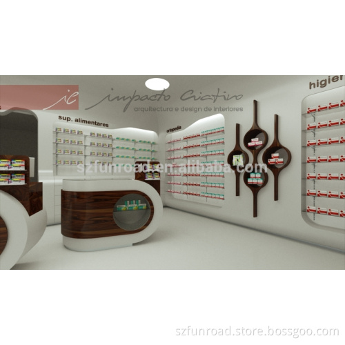 Medicine store retail wooden closets retail solutions